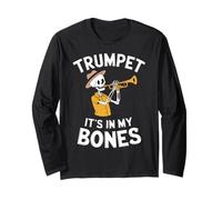 Funny Trumpeter Skeleton Playing Trumpet Long Sleeve T-Shirt