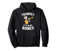 Funny Trumpeter Skeleton Playing Trumpet Pullover Hoodie