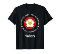 Funny Tudor Kings Queens Monarchs English History Rose T-Shirt