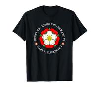 Funny Tudor Kings Queens Monarchs Of English History Rose T-Shirt