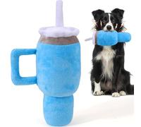 Funny Tumbler With Handle Dog Toy, Cute Squeaky Interactive Toy, Fluff and Tuff Durable Chew for Small, Medium, Large Dogs (Blue)