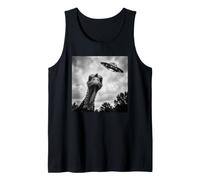 Funny Turkey and UFO Alien Abduction Thanksgiving Scene Tank Top