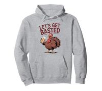 Funny Turkey Beer Cheers to Turkey Day Let's Get Basted Pullover Hoodie