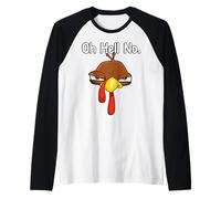 Funny Turkey Face Thanksgiving Oh Hell No Raglan Baseball Tee