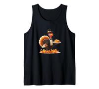 Funny Turkey Pie with Falling Leaves for Autumn Lovers Tank Top