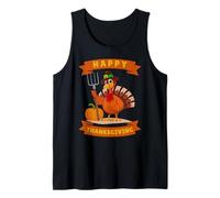 Funny Turkey Pilgrim Farmer Pumpkin Happy Thanksgiving Tank Top