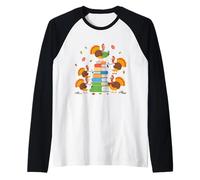 Funny Turkey Teacher Humor Reading is Knowledge Raglan Baseball Tee