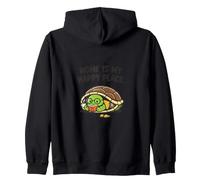 Funny Turtle Home Is My Happy Place Reading Book Design Zip Hoodie