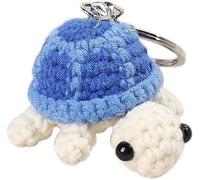 Funny Turtle Keychain Mini Turtle Yarn Crochet Keychain, Turtle Plush Toy Pendant,Crochet Sea Turtle Keychain(Blue)