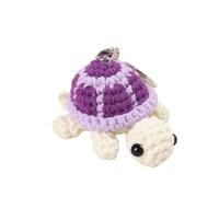 Funny Turtle Keychain Mini Turtle Yarn Crochet Keychain, Turtle Plush Toy Pendant,Crochet Sea Turtle Keychain(Purple)
