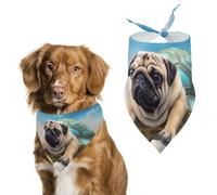 Funny Turtle Pug Dog in The Dog Bandana Triangle Dog Scarf Washable Polyester Dog Bibs Cute Pet Bandana for Medium Large Dogs Puppy and Cats
