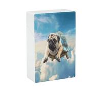 Funny Turtle Pug Dog in The Sky Cigarette Case Normal Size 20 Capacity, Waterproof Anti-Crush Cigarette Holder Case, Push Open Travel Cigarette Box Smoking Accessories for Men Women Smoker