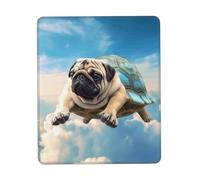 Funny Turtle Pug Dog in The Sky Mouse Pad with Non-Slip Rubber Base 7 x 8.6 in Mouse Mat with Stitched Edge Gaming Mousepad for Wireless Mouse Computer Laptop Home Office Desk Pad
