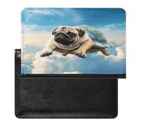 Funny Turtle Pug Dog in The Sky Passport Holder for Travel PU Leather Passport Book Card Holder Case Cute Passport Wallet Ultra Slim Passport Cover Passport Protector Case for Women Men