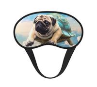 Funny Turtle Pug Dog in The Sky Sleep Mask for Side Sleeper, Blackout Sleep Eye Mask Comfortable Blindfold Eyeshade Soft Breathable Sleeping Mask with Elastic Strap Silk Eye Covers for Travel