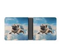Funny Turtle Pug Dog in The Sky Slim Wallet-Thin & Stylish,Leather Wallet for Men And Women,Bifold Wallet Gifts for Husband Father