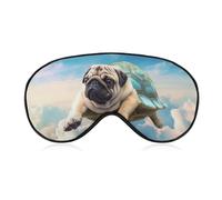 Funny Turtle Pug Dog in The Sleep Mask Soft Comfortable Eye Mask with Adjustable Strap Eye Cover Eye Shade for Men Women Work Travel