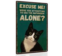 Funny Tuxedo Cat Metal Signs Black Cat Metal Poster Tuxedo Cat Lover Gift Vintage Bathroom Wall Decor 8 x 12 Inch