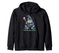 Funny Twas The Tism M'Lord Frog Wizard Meme Halloween Zip Hoodie