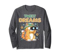 Funny Tweet Dreams Cute Cat Bird Watching Toddler Long Sleeve T-Shirt