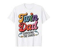 Funny Twin Dad Surviving the Chaos Cute for Fathers of Twins T-Shirt