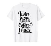 Funny Twin Mom Fueled By Coffee and Chaos T-Shirt