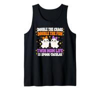 Funny Twin Mom Halloween Double The Fun Chaos Cute Ghosts Tank Top