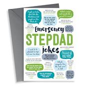 Funny Typography Fathers Day Card - Step Dad - Jokes - Emergency Stepdad Jokes