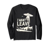 Funny UFO Alien Retro Sci Fi Area 51 Conspiracy Graphic Long Sleeve T-Shirt