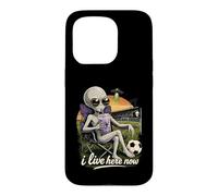 Funny UFO Alien Soccer Field I Live Here Taro Bubble Tea Case for iPhone 15 Pro