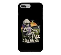 Funny UFO Alien Soccer Field I Live Here Taro Bubble Tea Case for iPhone 7 Plus/8 Plus