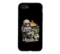 Funny UFO Alien Soccer Field I Live Here Taro Bubble Tea Case for iPhone SE (2020) / 7/8
