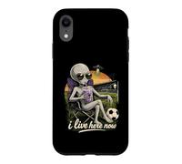 Funny UFO Alien Soccer Field I Live Here Taro Bubble Tea Case for iPhone XR