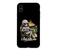 Funny UFO Alien Soccer Field I Live Here Taro Bubble Tea Case for iPhone XS Max