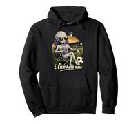 Funny UFO Alien Soccer Field I Live Here Taro Bubble Tea Pullover Hoodie