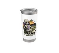 Funny UFO Alien Soccer Field I Live Here Taro Bubble Tea Stainless Steel Insulated Tumbler
