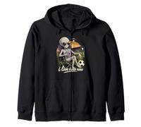 Funny UFO Alien Soccer Field I Live Here Taro Bubble Tea Zip Hoodie