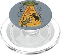 Funny UFO Beaming Up Cats Space Alien Themed Design PopSockets PopGrip for MagSafe