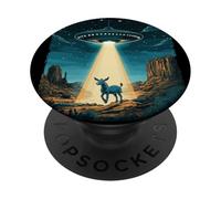 Funny UFO Beams an Alien Donkey Up for Cosmic Joy PopSockets Adhesive PopGrip