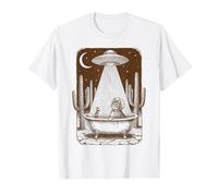 Funny UFO Cat Abduction Vintage Bathtub Alien T-Shirt