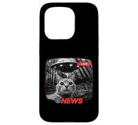 Funny UFO Cat News Shirt Alien Abduction Breaking News Case for iPhone 15 Pro