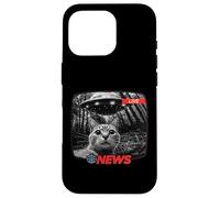 Funny UFO Cat News Shirt Alien Abduction Breaking News Case for iPhone 16 Pro