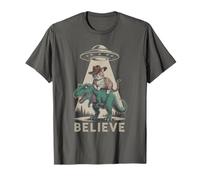 Funny UFO Cat T-Rex Meowdy Dino Ride Animal Lover Owner Mom T-Shirt