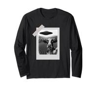 Funny UFO Cow Selfie | Alien Abduction Farm Long Sleeve T-Shirt