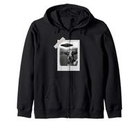 Funny UFO Cow Selfie | Alien Abduction Farm Zip Hoodie