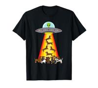 Funny UFO Dachshund Dogs Retro Whimsical Flying Saucer Art T-Shirt