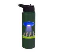 Funny UFO Easter Island Mystery Moai Statues Flying Saucer Stainless Steel Insulated Water Bottle