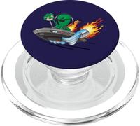 Funny UFO UAP Alien Hotrod Flying Saucer Cartoon Design PopSockets PopGrip for MagSafe