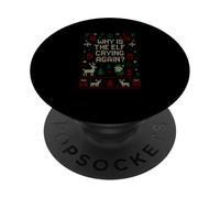 Funny Ugly Christmas Sweater - Why Is the Elf Crying Again? PopSockets Adhesive PopGrip