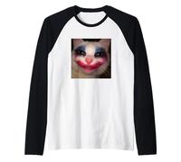 Funny Ugly Makeup Cat Meme Blurry Photo Humor Raglan Baseball Tee